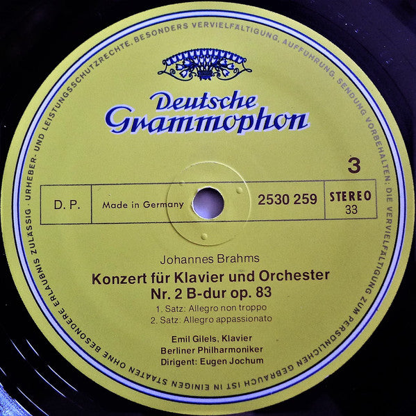 Johannes Brahms - Emil Gilels, Berliner Philharmoniker, Eugen Jochum : Die Klavierkonzerte • The Piano Concertos • Les Concertos Pour Piano (2xLP + Box)