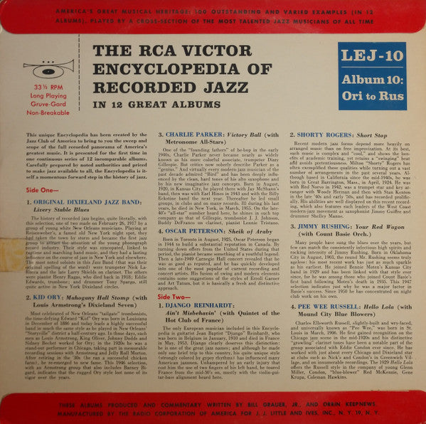 Various : The RCA Victor Encyclopedia Of Recorded Jazz: Album 10 - Ori To Rus (10", Comp)