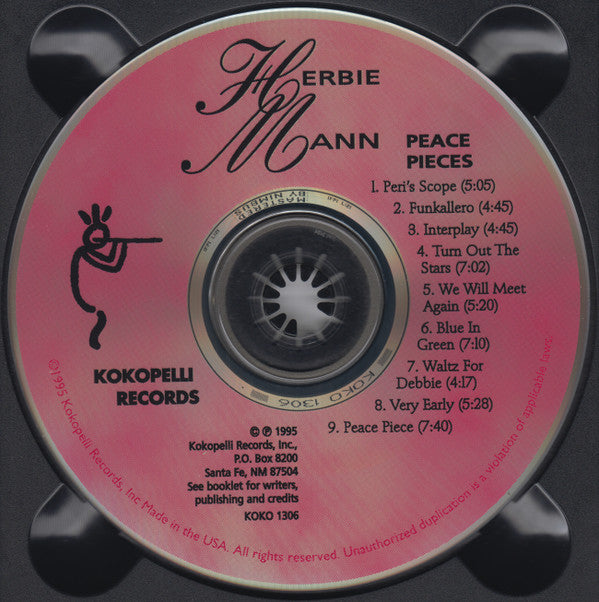 Herbie Mann : Peace Pieces - The Music Of Bill Evans (CD, Album)