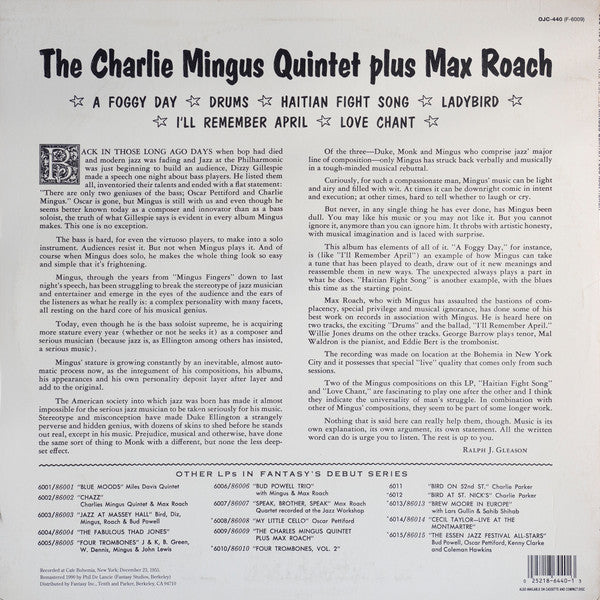 The Charles Mingus Quintet + Max Roach : The Charles Mingus Quintet + Max Roach (LP, Album, RE, RM, Car)