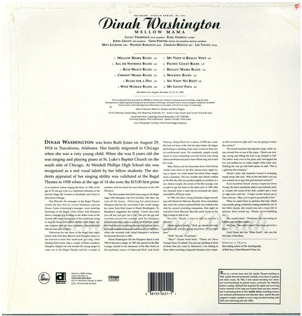 Dinah Washington : Mellow Mama (LP, Album, Comp, Mono)