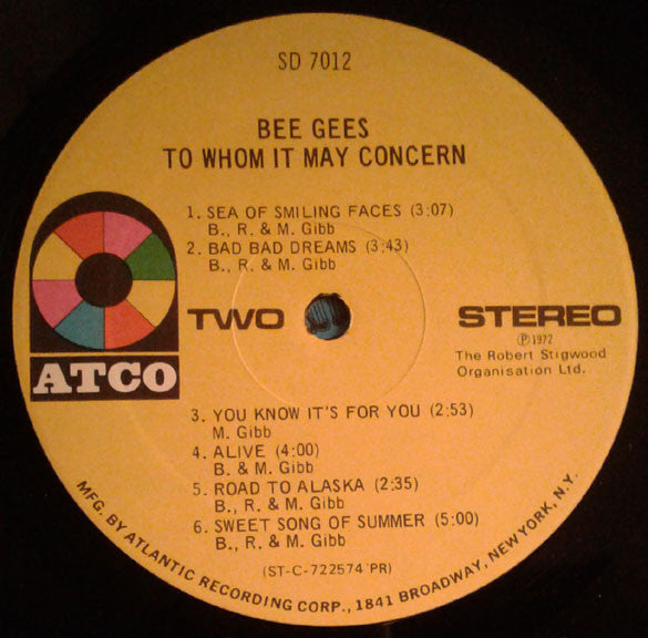 Bee Gees : To Whom It May Concern (LP, Album, Gat)