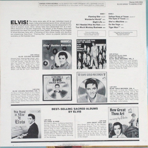 Elvis Presley : Elvis Sings Flaming Star (LP, Comp, RE)