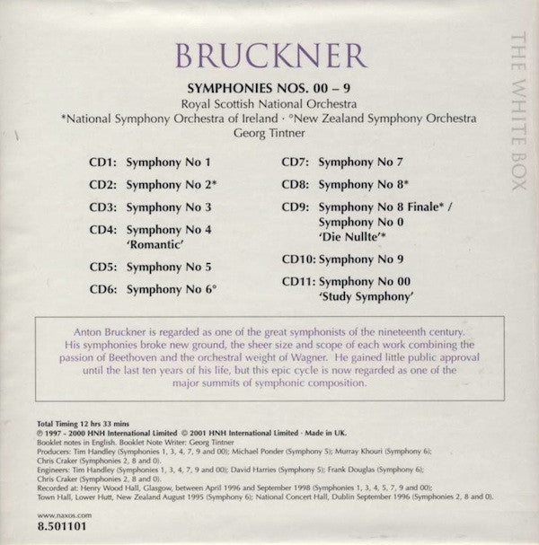 Anton Bruckner, Royal Scottish National Orchestra, Georg Tintner - The  Complete Symphonies (11xCD + Box, Comp) (Very Good Plus (VG+))