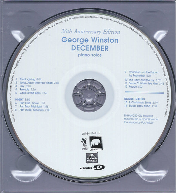 George Winston : December (20th Anniversary Edition) (CD, Album, Enh, RE, RM, Dig)