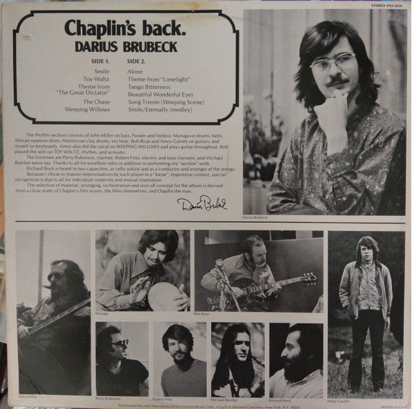 Darius Brubeck : Chaplin's Back (LP, Album, Uni)