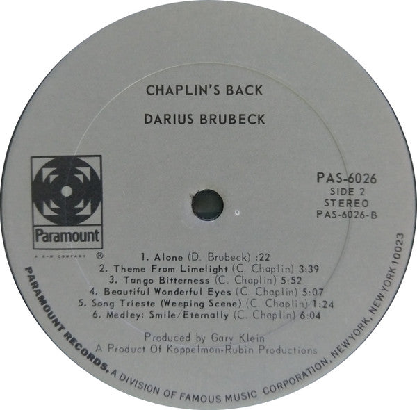 Darius Brubeck : Chaplin's Back (LP, Album, Uni)