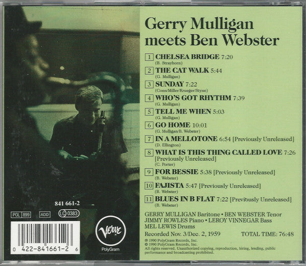 Gerry Mulligan, Ben Webster : Gerry Mulligan Meets Ben Webster (CD, Album, RE, RM)