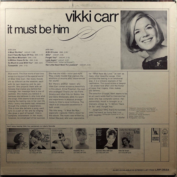 Vikki Carr : It Must Be Him (LP, Album, Mono)