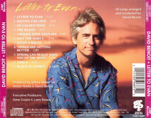 David Benoit : Letter To Evan (CD, Album)