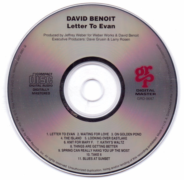 David Benoit : Letter To Evan (CD, Album)