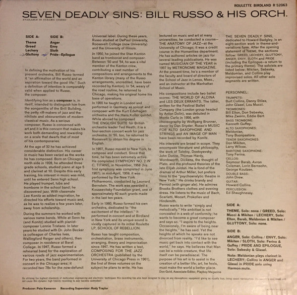 Bill Russo And His Orchestra : Seven Deadly Sins (LP)