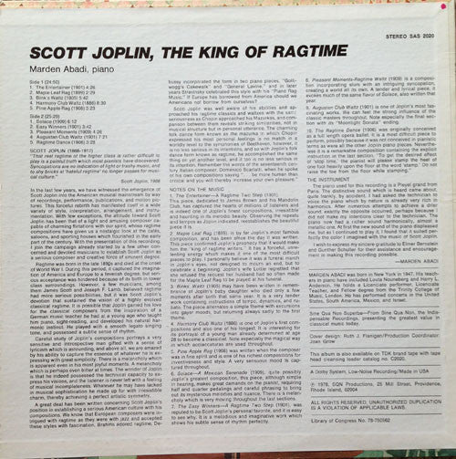 Marden Abadi : Scott Joplin, The King Of Ragtime (LP, Album)