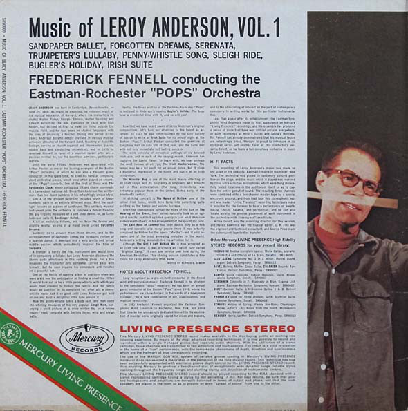 Leroy Anderson, Frederick Fennell, Eastman-Rochester Orchestra : The Music Of Leroy Anderson Vol. 1 (LP)