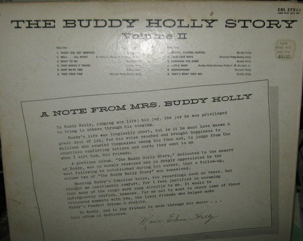 Buddy Holly : The Buddy Holly Story Volume II (LP, Comp, RP)