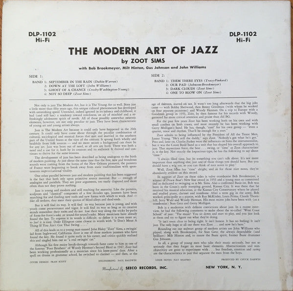 Zoot Sims : The Modern Art Of Jazz (LP, Album, Mono)