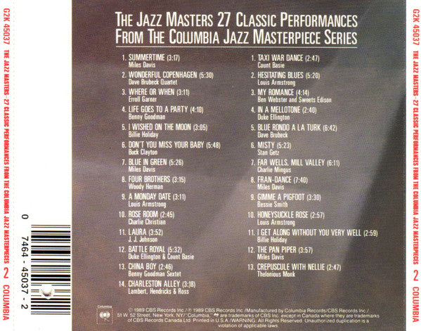 Various : The Jazz Masters - 27 Classic Performances From The Columbia Jazz Masterpieces Series (2xCD, Comp)