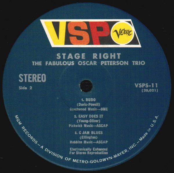 The Oscar Peterson Trio : Stage Right (LP, Comp, RM, MGM)