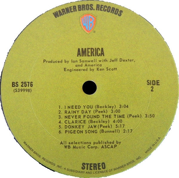 America (2) : America (LP, Album, RE)