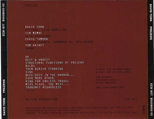 David Torn : Prezens (CD, Album)