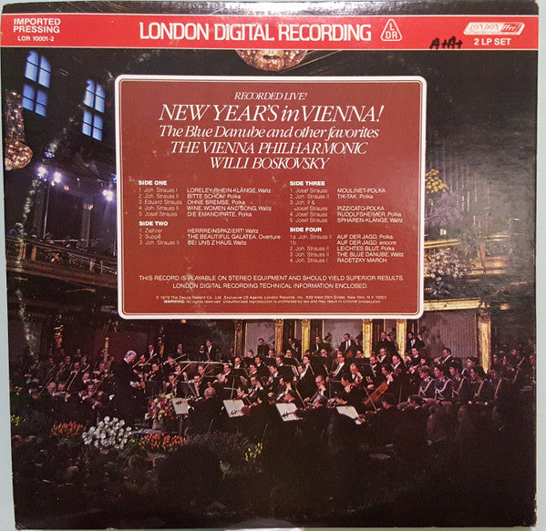 Wiener Philharmoniker, Willi Boskovsky : New Year's In Vienna! (The Blue Danube And Other Favorites) (2xLP, Album)