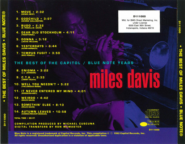 Miles Davis : The Best Of Miles Davis (CD, Comp, Club)