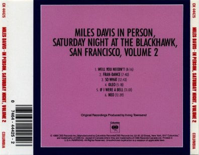 Miles Davis : In Person, Saturday Night At The Blackhawk, San Francisco, Volume 2 (CD, Album, RE, RM)