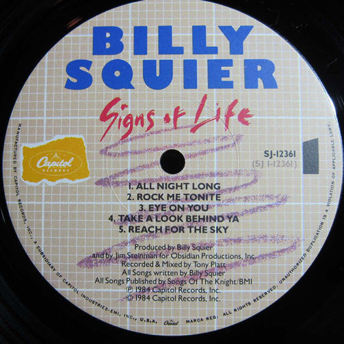 Billy Squier : Signs Of Life (LP, Ltd, Promo)