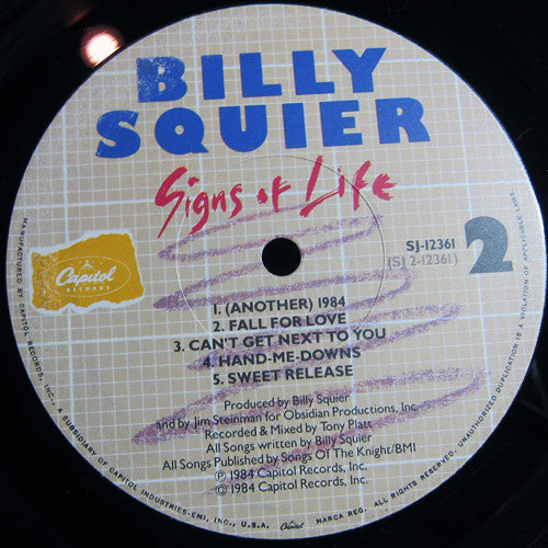 Billy Squier : Signs Of Life (LP, Ltd, Promo)