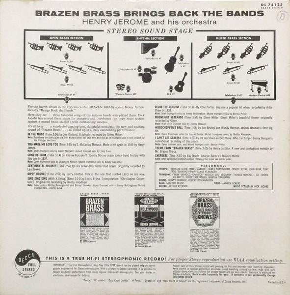 Henry Jerome And His Orchestra : Brazen Brass Brings Back The Bands! (LP, Album)