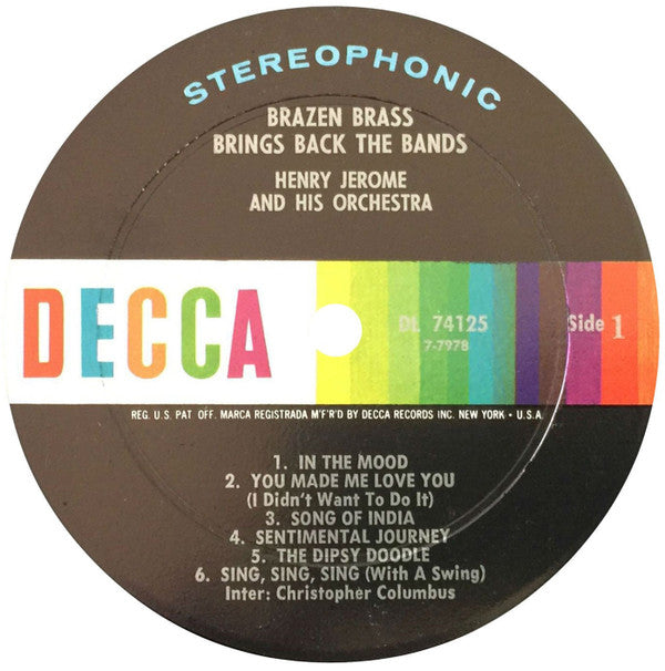 Henry Jerome And His Orchestra : Brazen Brass Brings Back The Bands! (LP, Album)