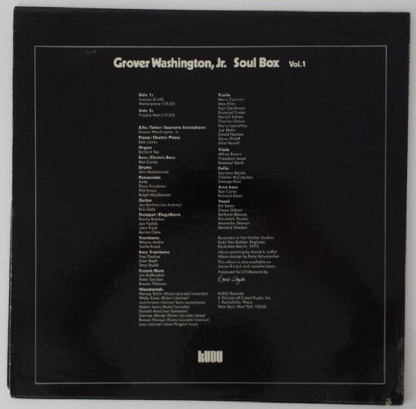 Grover Washington, Jr. : Soul Box Vol. 1 (LP, Album, All)