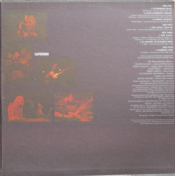 The Allman Brothers Band : The Allman Brothers Band At Fillmore East (2xLP, Album, PR )