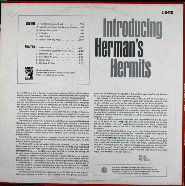 Herman's Hermits : Introducing Herman's Hermits (LP, Mono, 1st)