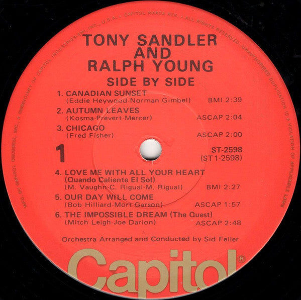 Sandler & Young : Side By Side (LP, Album, RE, Jac)