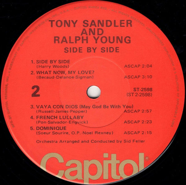 Sandler & Young : Side By Side (LP, Album, RE, Jac)