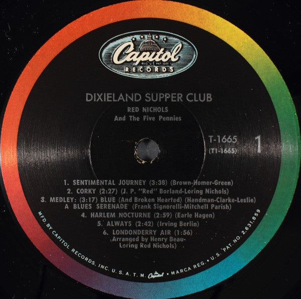 Red Nichols And His Five Pennies : Dixieland Supper Club (LP, Mono)