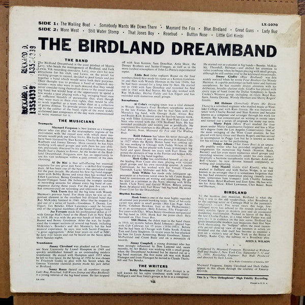 Birdland Dream Band : Birdland Dream Band (LP, Album, Mono)