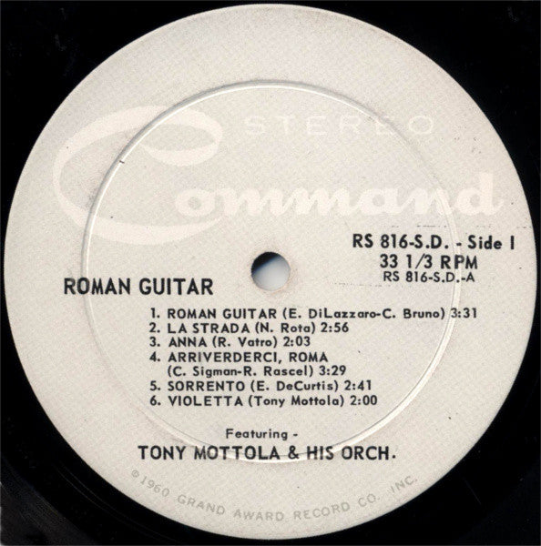 Tony Mottola And His Orchestra : Roman Guitar (LP, Album, Gat)