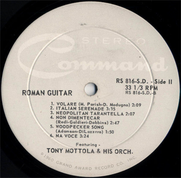 Tony Mottola And His Orchestra : Roman Guitar (LP, Album, Gat)