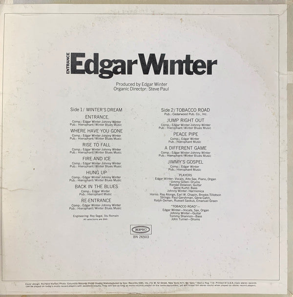 Edgar Winter : Entrance (LP, Album)