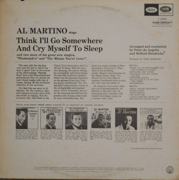 Al Martino : Think I'll Go Somewhere And Cry Myself To Sleep (LP, Mono)