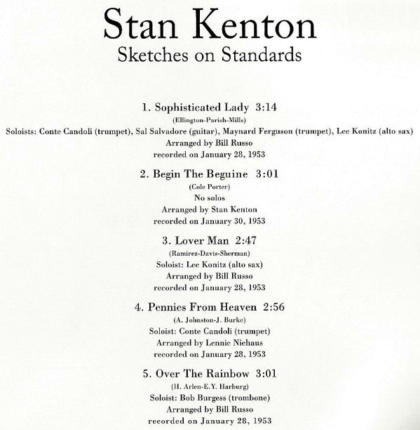 Stan Kenton : Sketches On Standards (CD, Album, RM, Bon)