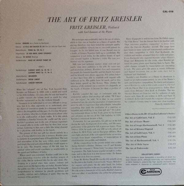 Fritz Kreisler : The Art Of Fritz Kreisler (LP, Album)