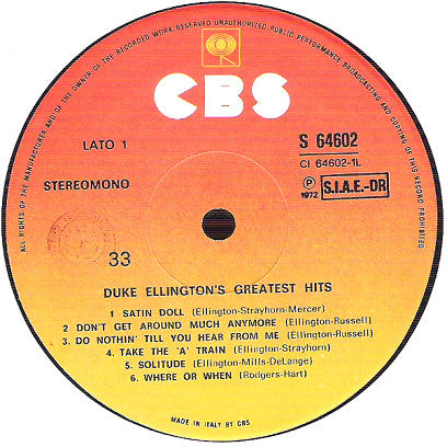 Duke Ellington : Duke Ellington's Greatest Hits (LP, Comp, RE)