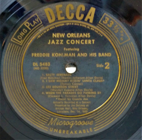 George Lewis' Ragtime Band And Freddie Kohlman And His Band : New Orleans Jazz Concert (10", Album)