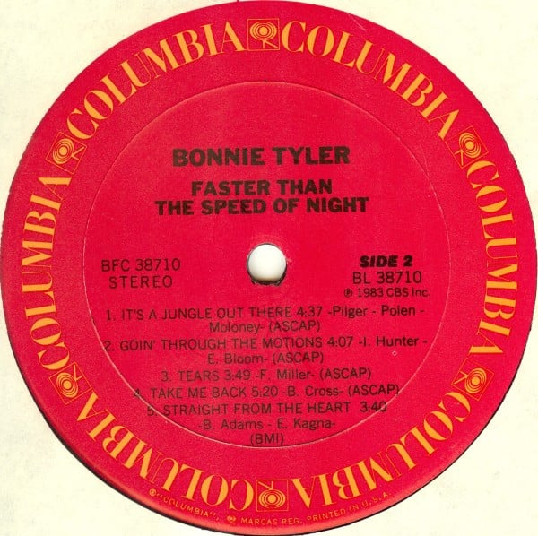 Bonnie Tyler : Faster Than The Speed Of Night (LP, Album, Car)