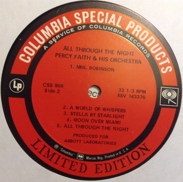 Percy Faith & His Orchestra : All Through The Night (LP, Comp, Ltd, Promo)