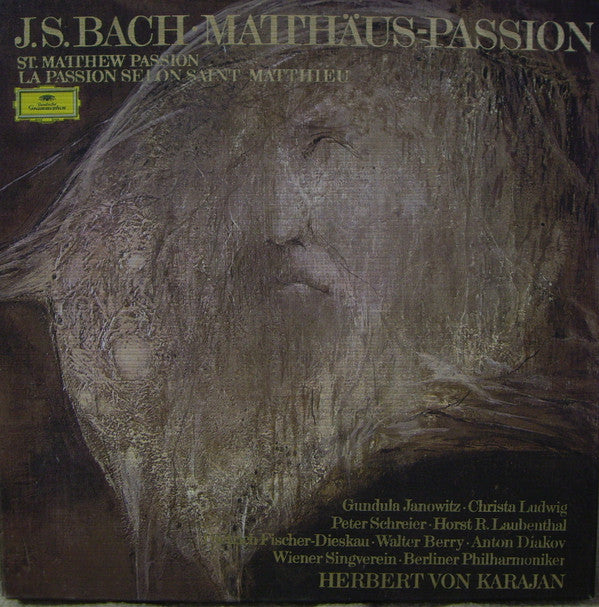 Johann Sebastian Bach, Gundula Janowitz • Christa Ludwig • Peter Schreier • Horst R. Laubenthal • Dietrich Fischer-Dieskau • Walter Berry • Anton Diakov, Wiener Singverein • Berliner Philharmoniker, Herbert Von Karajan : Matthäus-Passion=St. Matthew Passion=La Passion Selon Saint Matthieu (4xLP, Album + Box)