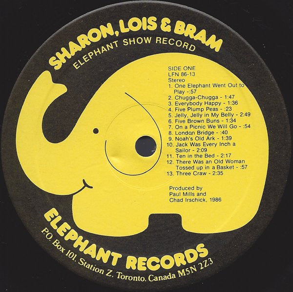 Sharon, Lois & Bram : Sharon, Lois & Bram's Elephant Show Record (LP, Album)